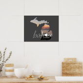 Love Home Sweet Home Michigan Silhouette Poster (Keuken)