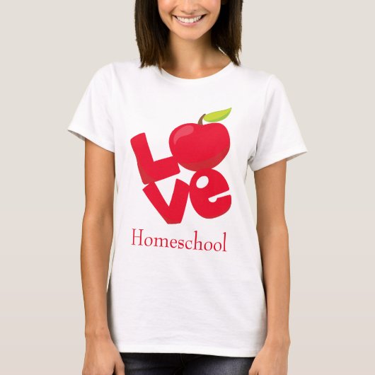 Love Homeschool Red Apple T-shirt (Voorkant)