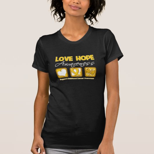 Love Hope Awareness Childhood Cancer T-shirt (Voorkant)