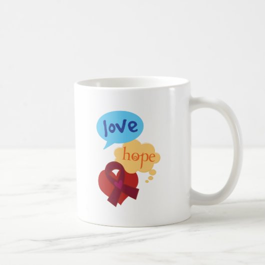 Love Hope Burgundy Ribbon Koffiemok (Rechts)