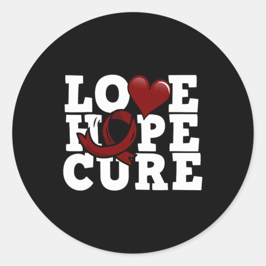 Love Hope Cure - Bewustzijn van sikkelcellen Ronde Sticker (Voorkant)