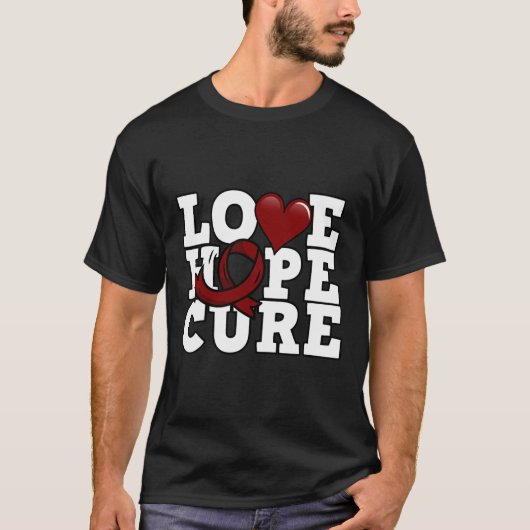 Love Hope Cure - Bewustzijn van sikkelcellen T-shirt (Voorkant)