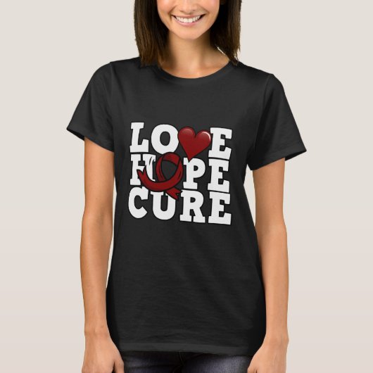Love Hope Cure - Bewustzijn van sikkelcellen T-shirt (Voorkant)