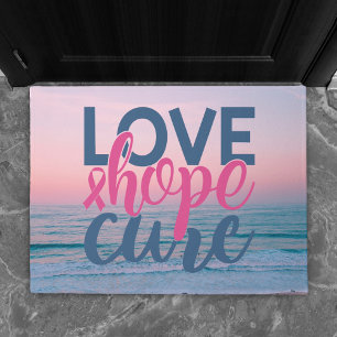 Love Hope Cure Borstkanker Beach Sunset Deurmat