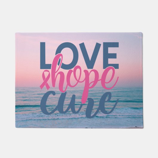 Love Hope Cure | Borstkanker Beach Sunset Deurmat (Voorkant)