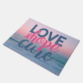 Love Hope Cure | Borstkanker Beach Sunset Deurmat (Schuin)