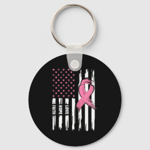 Love Hope Faith USA Amerikaanse vlag _ Borstkanker Sleutelhanger