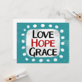Love Hope Grace Wenskaart Kaart (Voorkant / Achterkant in situ)