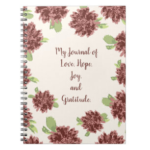 Love Hope Joy and Gratitude - Red Daisies Lijst. Notitieboek