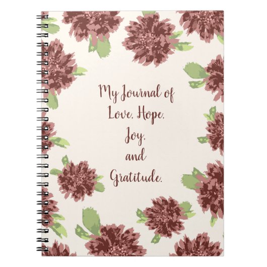 Love Hope Joy and Gratitude - Red Daisies Lijst. Notitieboek (Voorkant)