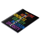 Love Hope Kindness Equality Incluity Diversity Pe Notitieboek (Linkerzijde)