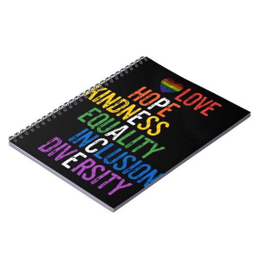 Love Hope Kindness Equality Incluity Diversity Pe Notitieboek (Linkerzijde)