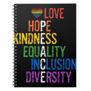 Love Hope Kindness Equality Incluity Diversity Pe Notitieboek