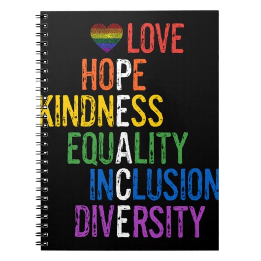 Love Hope Kindness Equality Incluity Diversity Pe Notitieboek (Voorkant)