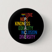 Love Hope Kindness Equality Incluity Diversity Pe Ronde Button 5,7 Cm (Voorkant)