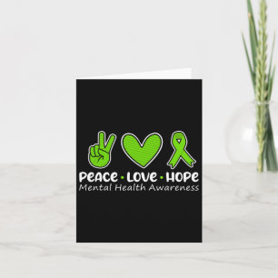 Love Hope Mental Health Awareness Green Ribbon Fun Kaart