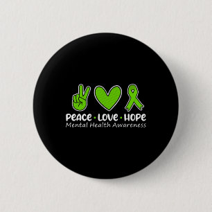 Love Hope Mental Health Awareness Green Ribbon Fun Ronde Button 5,7 Cm