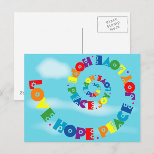 Love Hope Peace Joy Briefkaart (Voorkant / Achterkant)