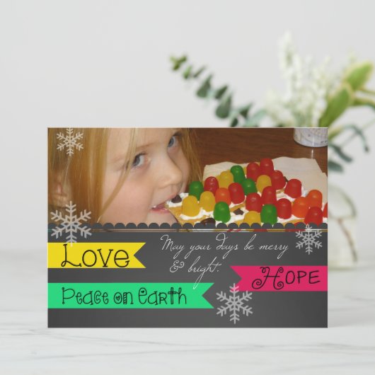Love, Hope, Peace on Earth Holiday Photo Card Feestdagenkaart (Staand voorkant)