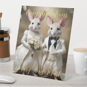 "Love Hops Down Under: een Bilby-huwelijksfeest Reclamebord Met Voetstuk