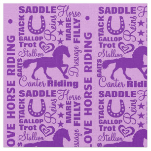 Love Horse Riding Terminology Cute Paars Pattern Stof