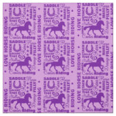 Love Horse Riding Terminology Cute Paars Pattern Stof (Swatch)