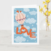 Love Hot Air Ballon in Clouds Kaart (Gele Bloem)