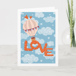 Love Hot Air Ballon in Clouds Kaart