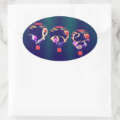 "Love" Hot Air-ballonnen Ovale Sticker (Tas)