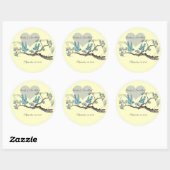 Love Hot Pink Aqua Birds Weddenschappen Ronde Sticker (Vel)