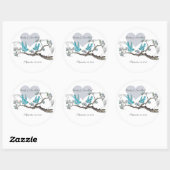  Love Hot Pink Aqua Birds Weddenschappen Ronde Sticker (Vel)