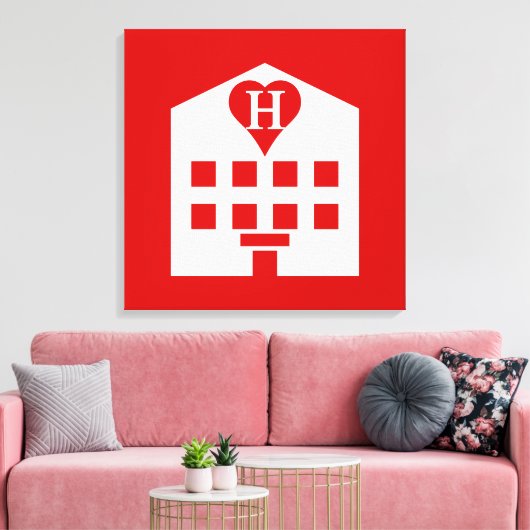 Love Hotel Japanse Emoji Canvas Afdruk (Insitu (Woonkamer))