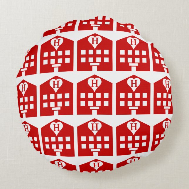 Love Hotel Japanse Emoji Rond Kussen (Achterkant)