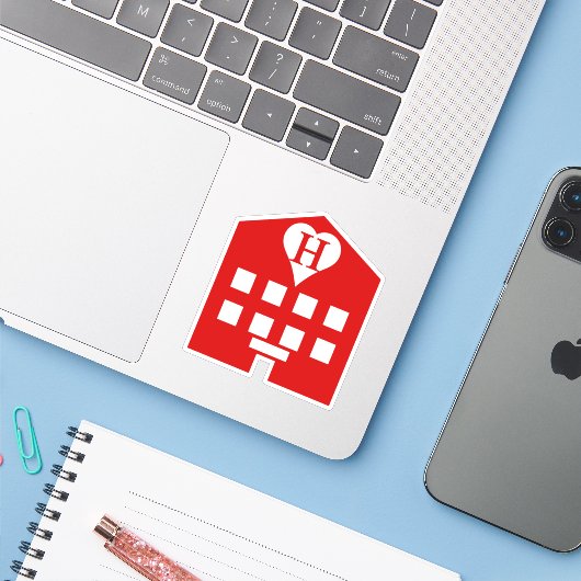 Love Hotel Japanse Emoji Sticker (Laptop met iPhone)