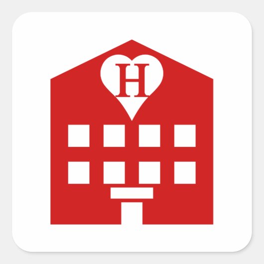 Love Hotel Japanse Emoji Vierkante Sticker (Voorkant)