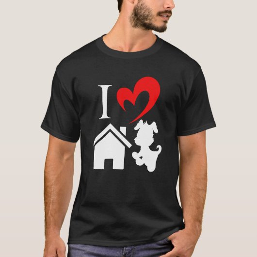 Love House Dog hart Valentijnsdag Dog houdt van Pe T-shirt (Voorkant)