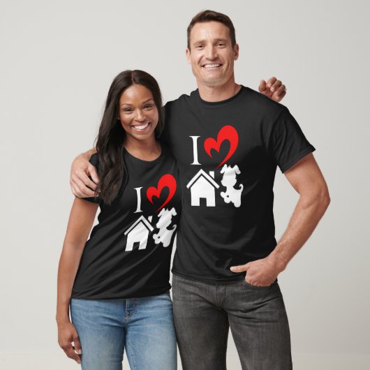 Love House Dog hart Valentijnsdag Dog houdt van Pe T-shirt (Unisex)