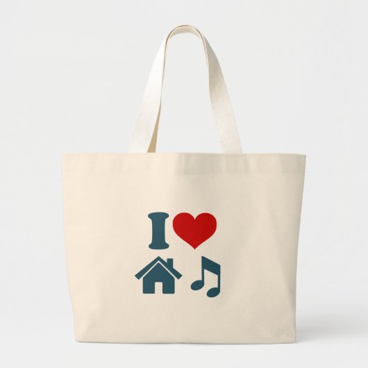 Love House Music Grote Tote Bag (Voorkant)
