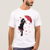 Love Hug With Red Umbrella Valentine's Day T-shirt (Voorkant)