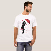 Love Hug With Red Umbrella Valentine's Day T-shirt (Voorkant volledig)