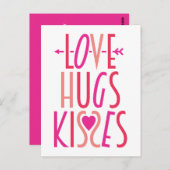 Love Hugs Kisses Cute Valentijnsdag Briefkaart (Voorkant / Achterkant)