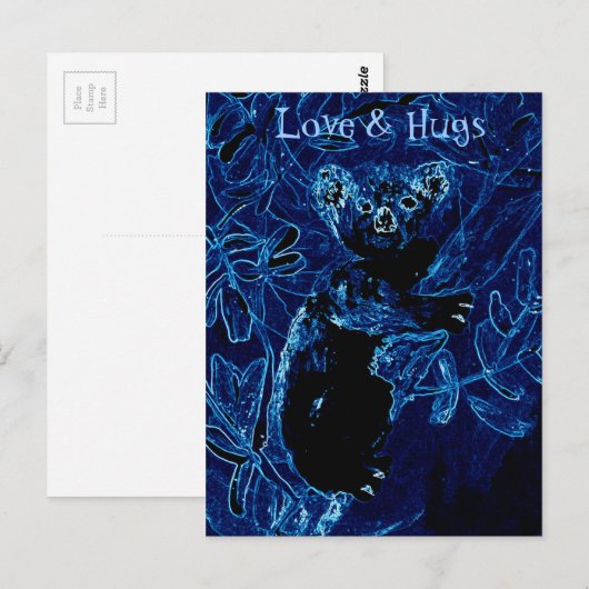 Love & Hugs Koala Bear Briefkaart (Voorkant / Achterkant)