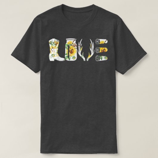 Love Hunting Deer Boot Sunflower Spring T-shirt (Design voorkant)