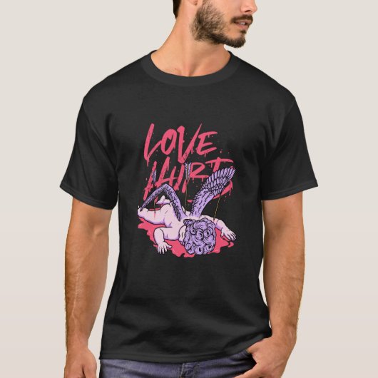 Love Hurts Broken Sad Cupid Valentines Day Emo Bro T-shirt (Voorkant)
