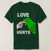Love Hurts Eclectus Male Parrot Valentinex27 s Day T-shirt (Design voorkant)