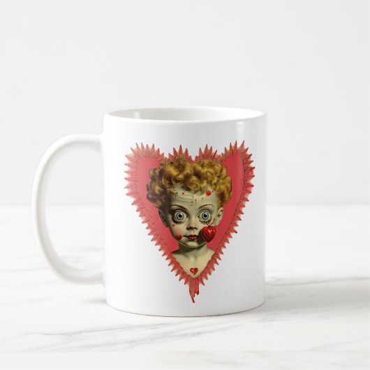 Love Hurts Fun Steampunk Cherub Angel Zombie Doll Koffiemok (Links)