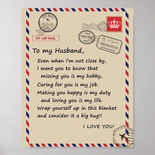 Love Husband | Brief aan mijn man van wie ik je ho Poster (Voorkant)