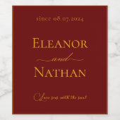 Love I Happy Couple Citaat Bourgondië en goud Wijn Etiket (Enkel label)