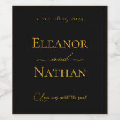 Love I Happy Couple Quote Zwart en Goud Wijn Etiket (Enkel label)