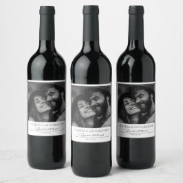 Love I Quote Paar Custom Photo Zwart-wit Wijn Etiket